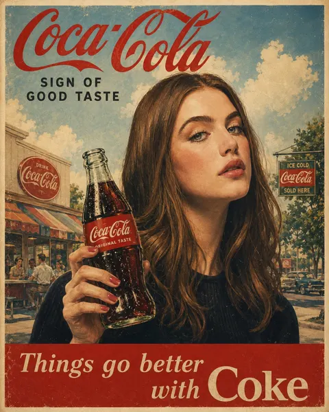 1960s american coca cola advertising poster