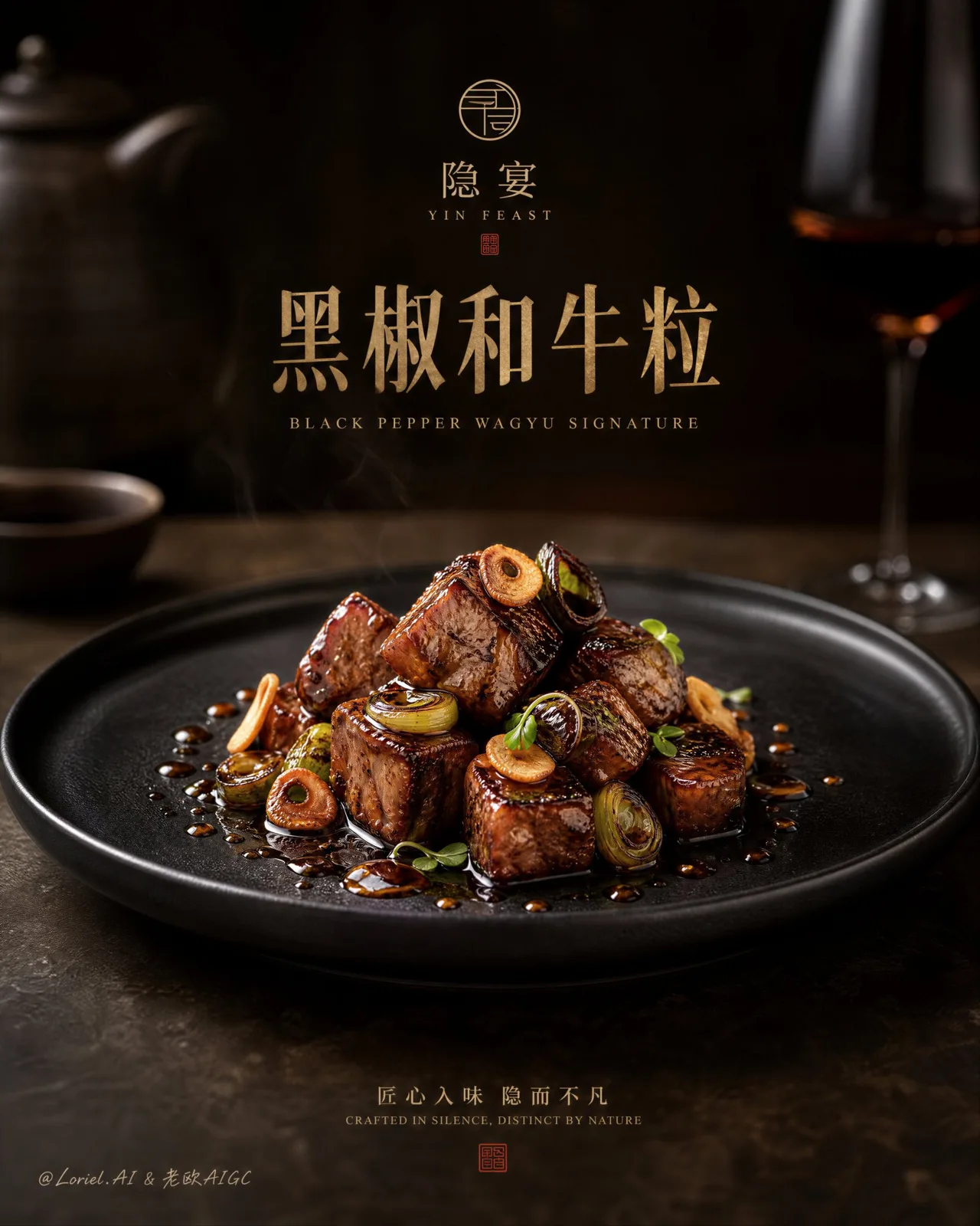 Luxury chinese restaurant wagyu signature poster — After