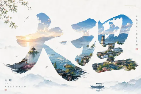 New chinese city landscape mask poster