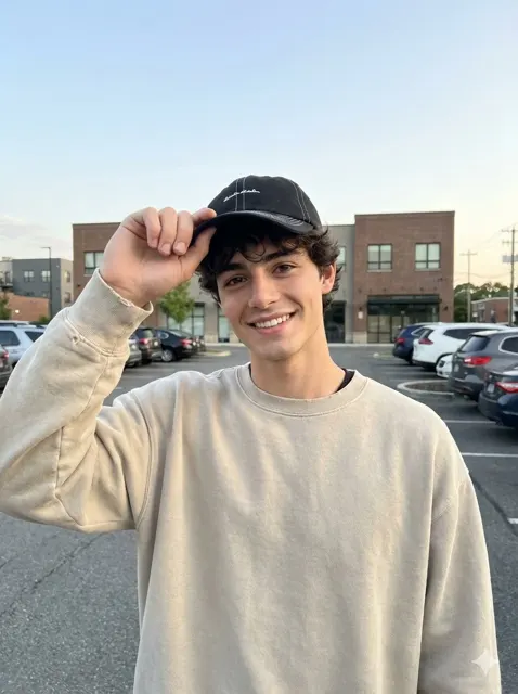 Evening parking lot smile
