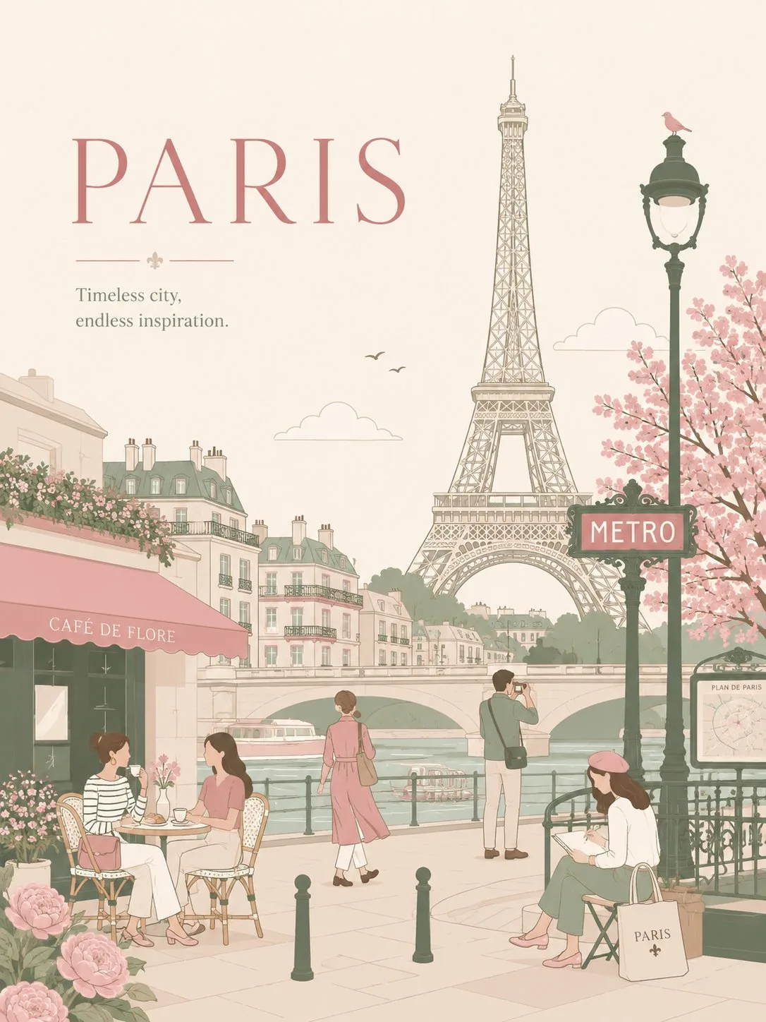 Premium minimal flat vector travel poster — Sonra