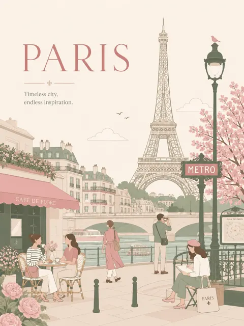 Premium minimal flat vector travel poster
