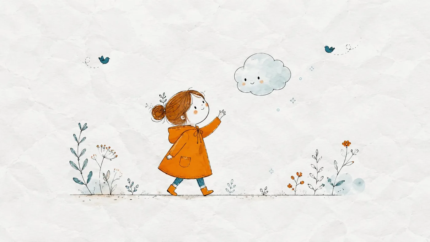 Children picture book style healing girl illustration — Sonra