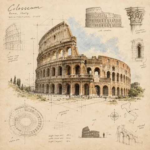 Master architectural travel sketchbook illustration