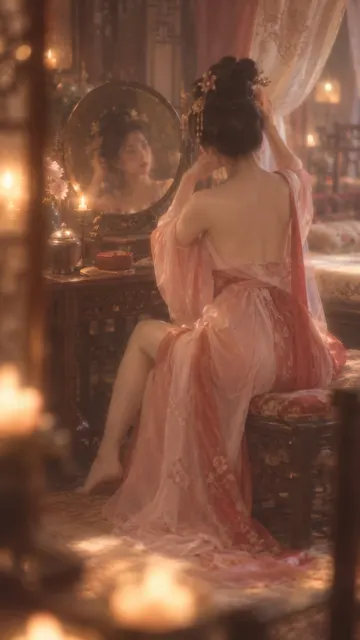 Tang dynasty boudoir vanity hanfu woman