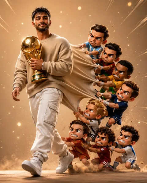 Cinematic 3d football legend chibi style