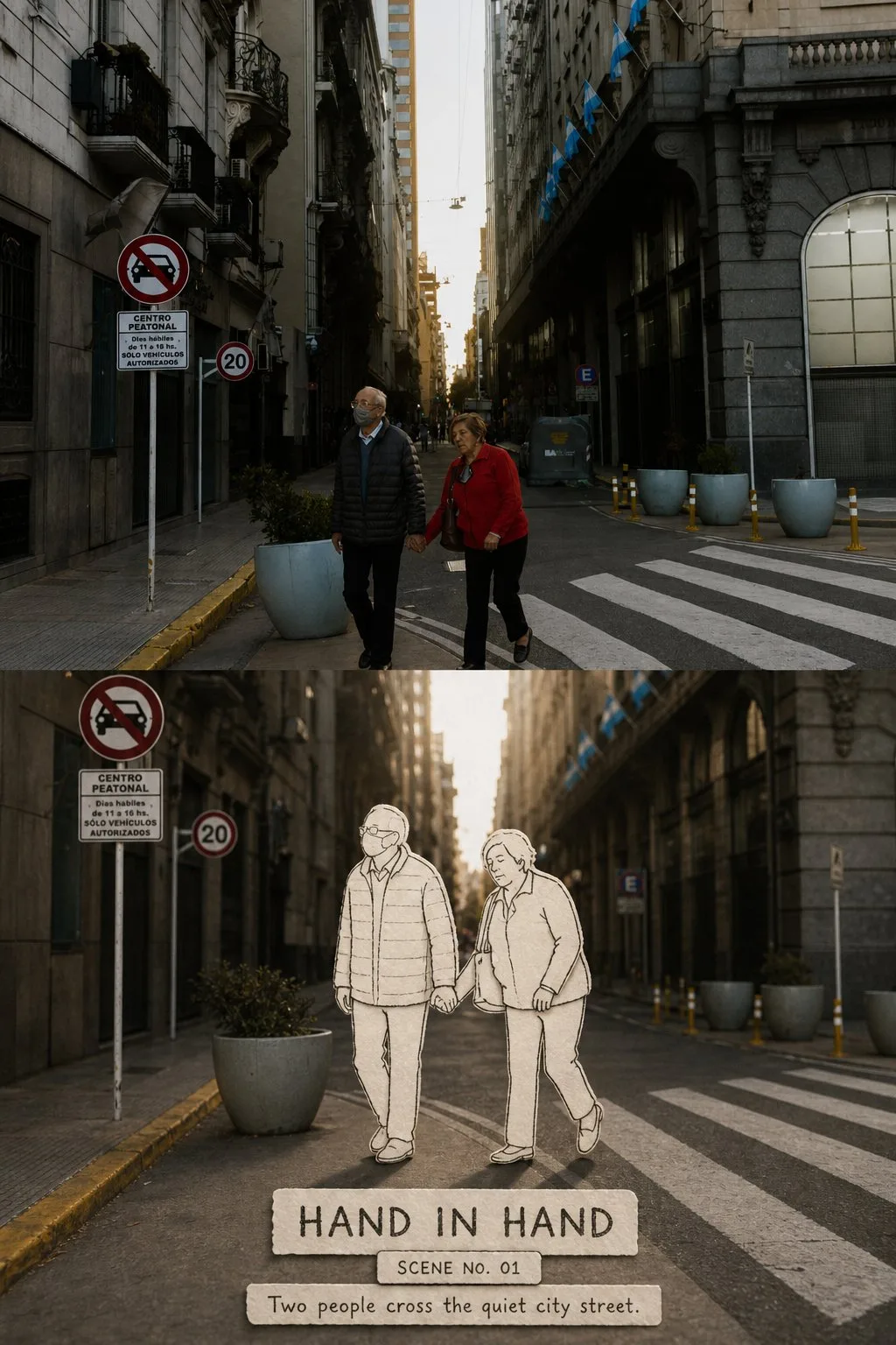 Travel photography paper cutout sketch collage poster — After