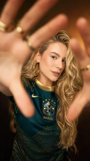 Ultra realistic brazil football jersey fashion portrait