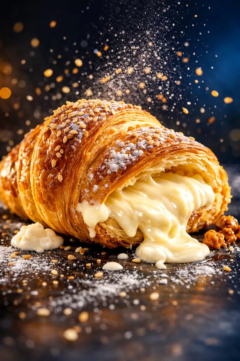 Caramel cream pastry close up — Sonra