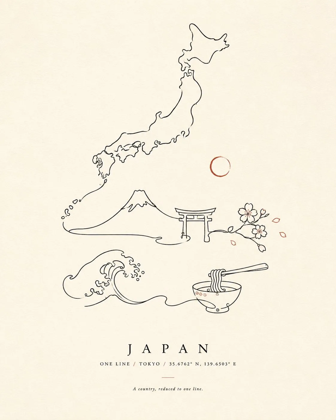 Minimalist one line country art print — After