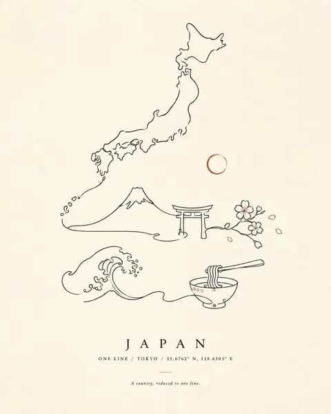 Minimalist one line country art print