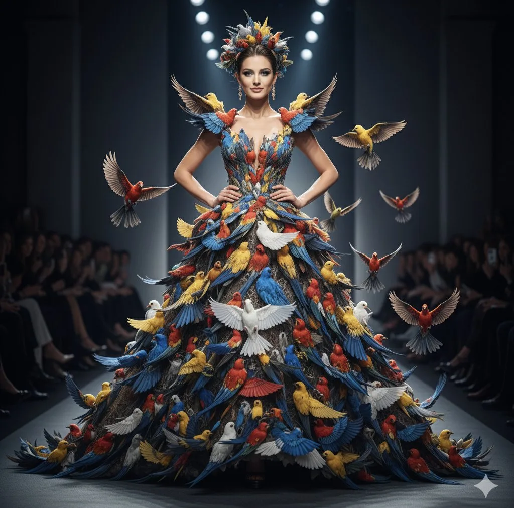 Ethereal birds haute couture runway — Sonra