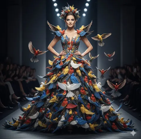 Ethereal birds haute couture runway