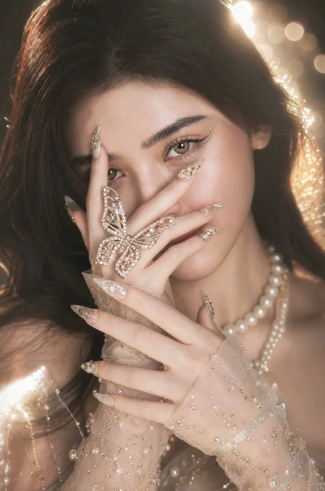Hyper realistic luxury woman butterfly ring portrait — After