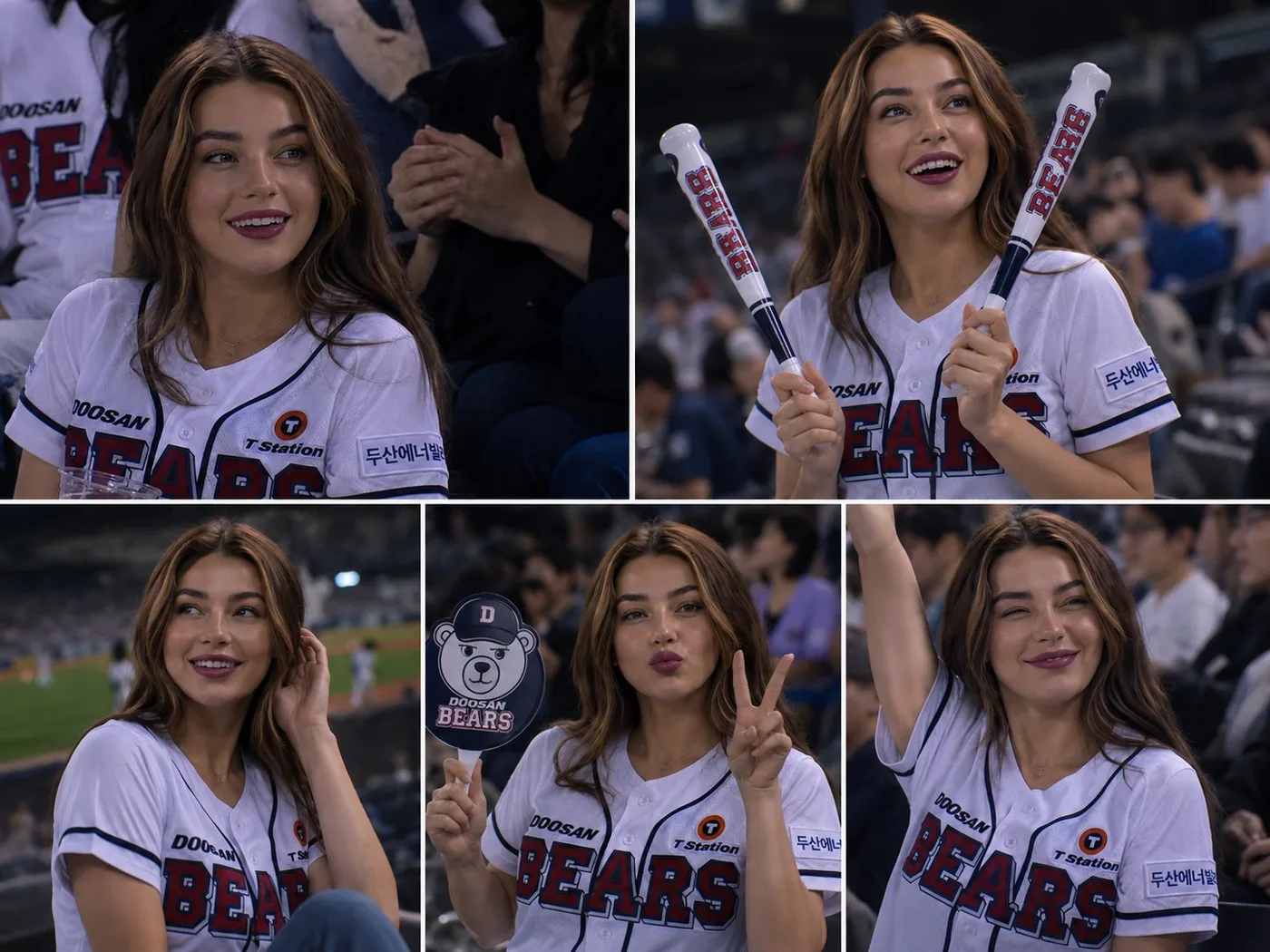 Ultra realistic sports fan photo collage doosan bears — After
