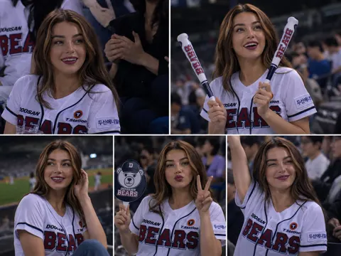 Ultra realistic sports fan photo collage doosan bears