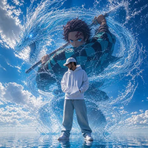 Ultra realistic fantasy ocean portrait anime water warrior