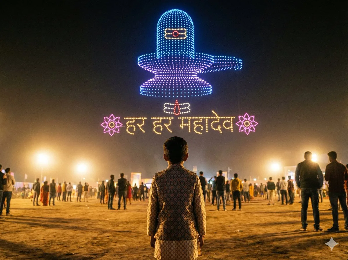 Shiva drone light show spectacle — Sonra