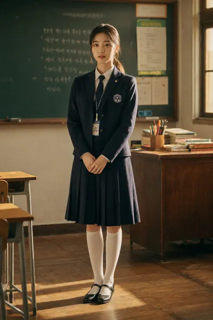 Ultra realistic korean high school uniform portrait