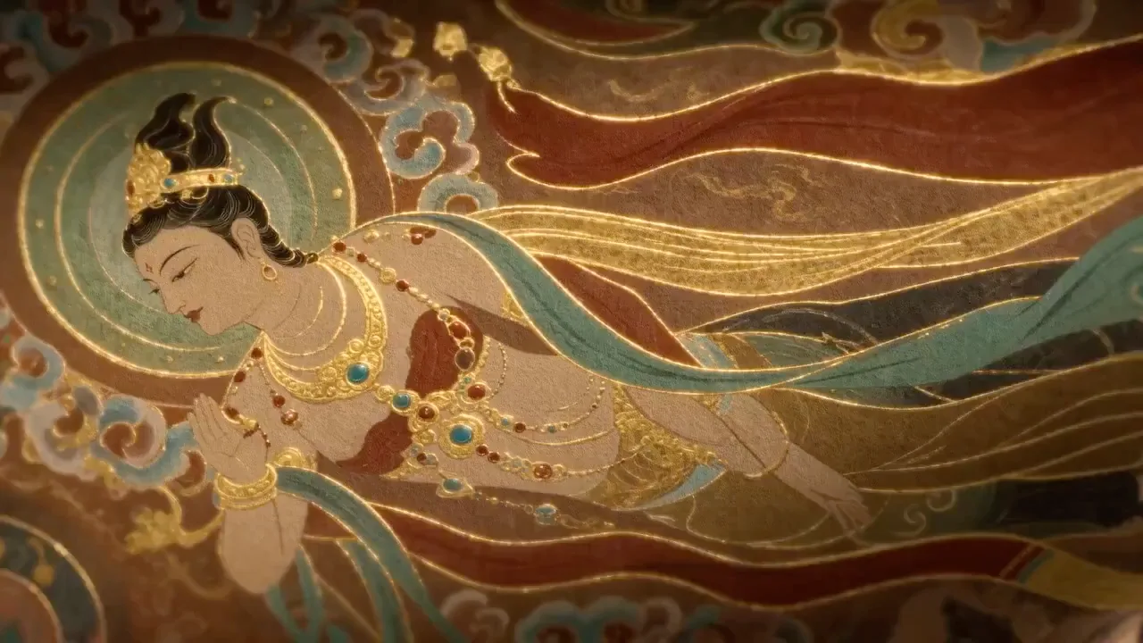 Dunhuang apsaras gilded mural style — After