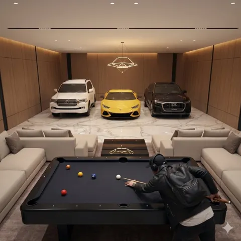 Luxury garage billiards gentleman