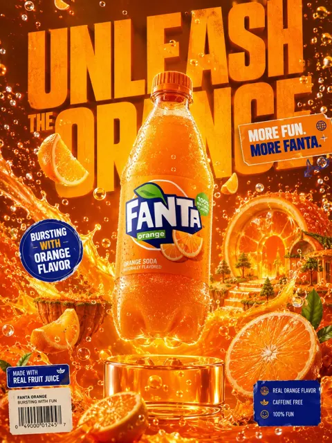Premium fanta 3d commercial poster design