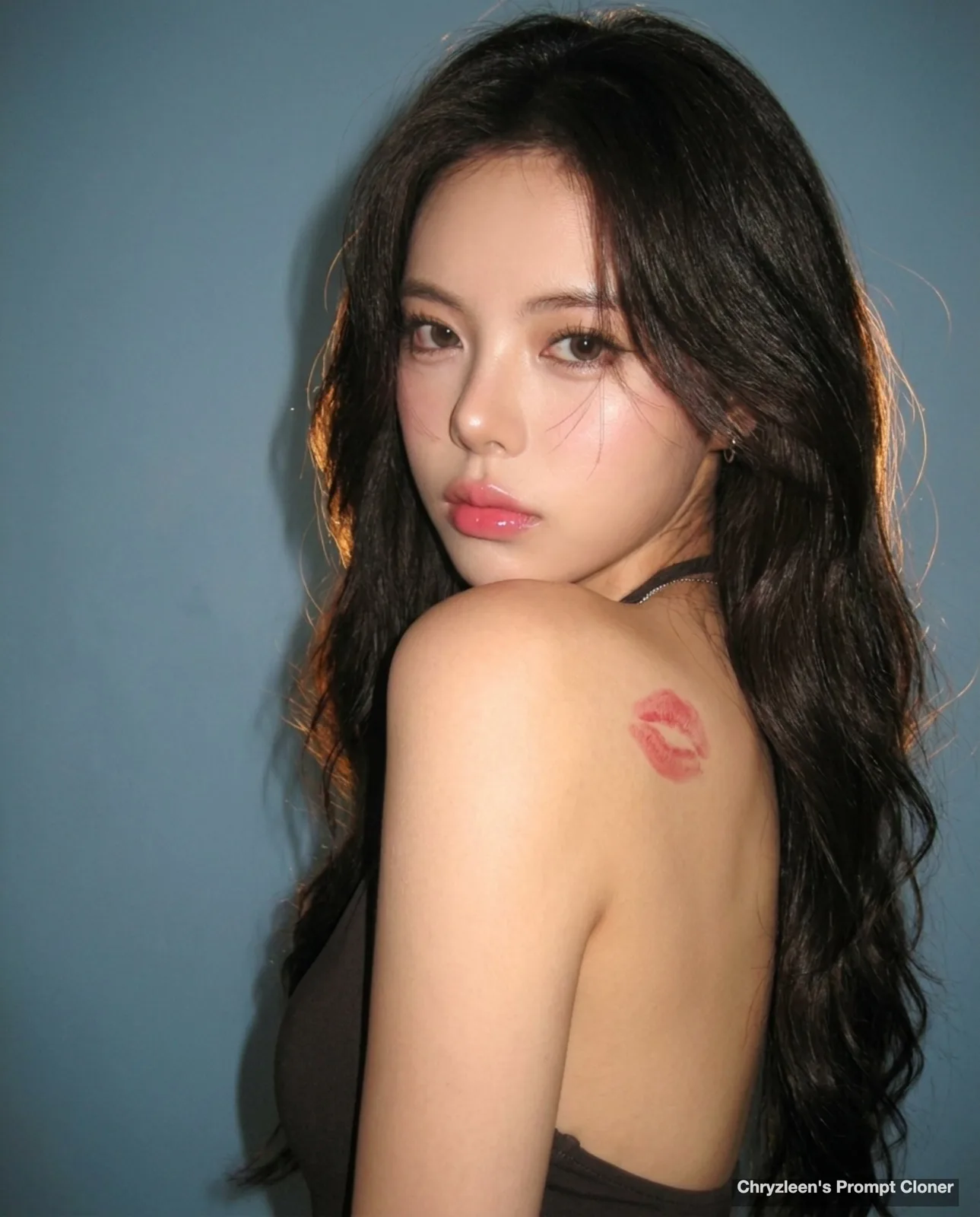 Early 2000s digicam portrait kiss mark on shoulder — Sonra