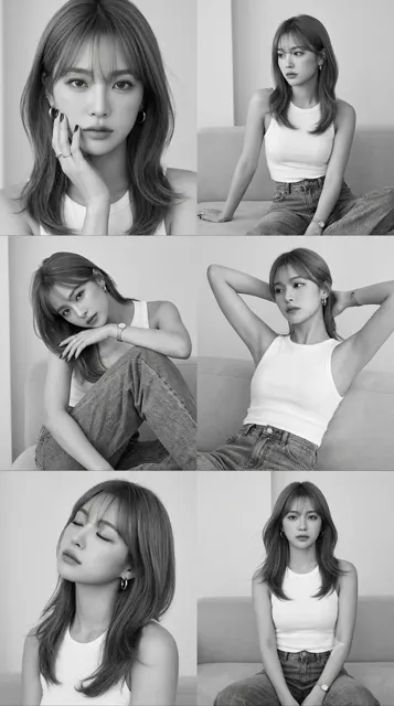 Black and white fashion editorial collage portrait prompt