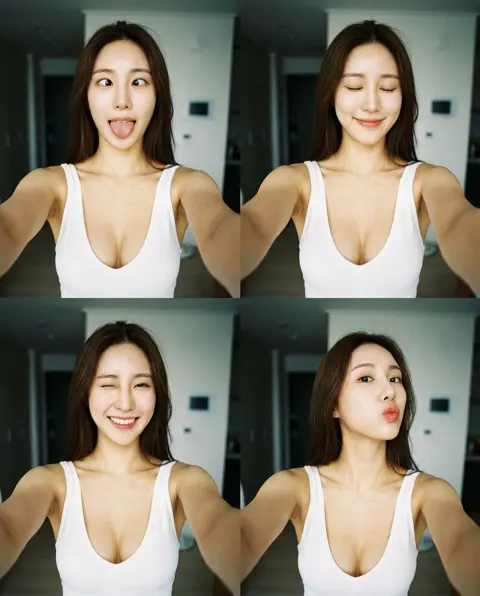 Playful japanese selfie collage