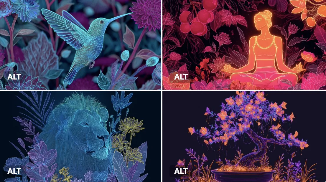 霓虹花卉和谐插图 — After