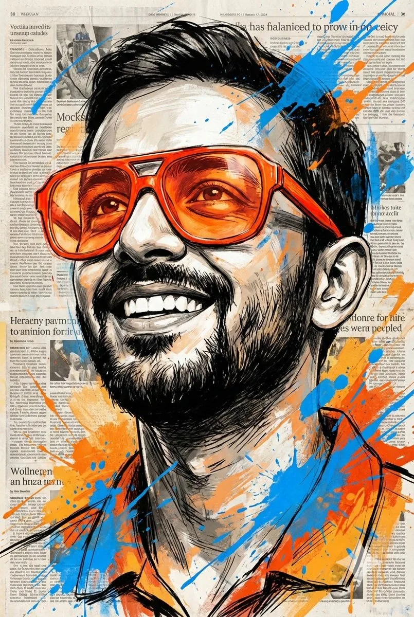 Orange glasses abstract portrait — Sonra