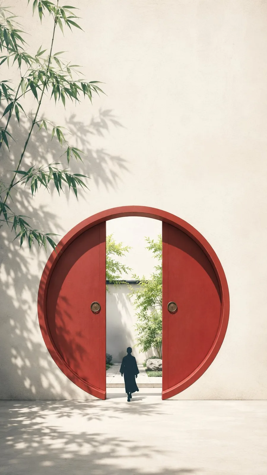 Oriental zen minimalist vermilion door poster — After