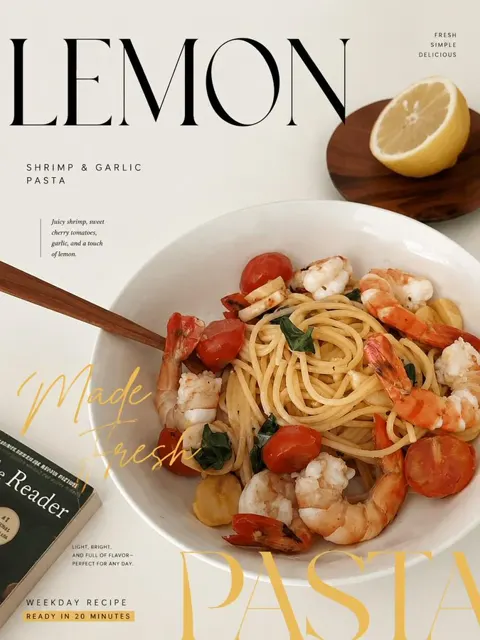 Modern asymmetric poster with fashion magazine style