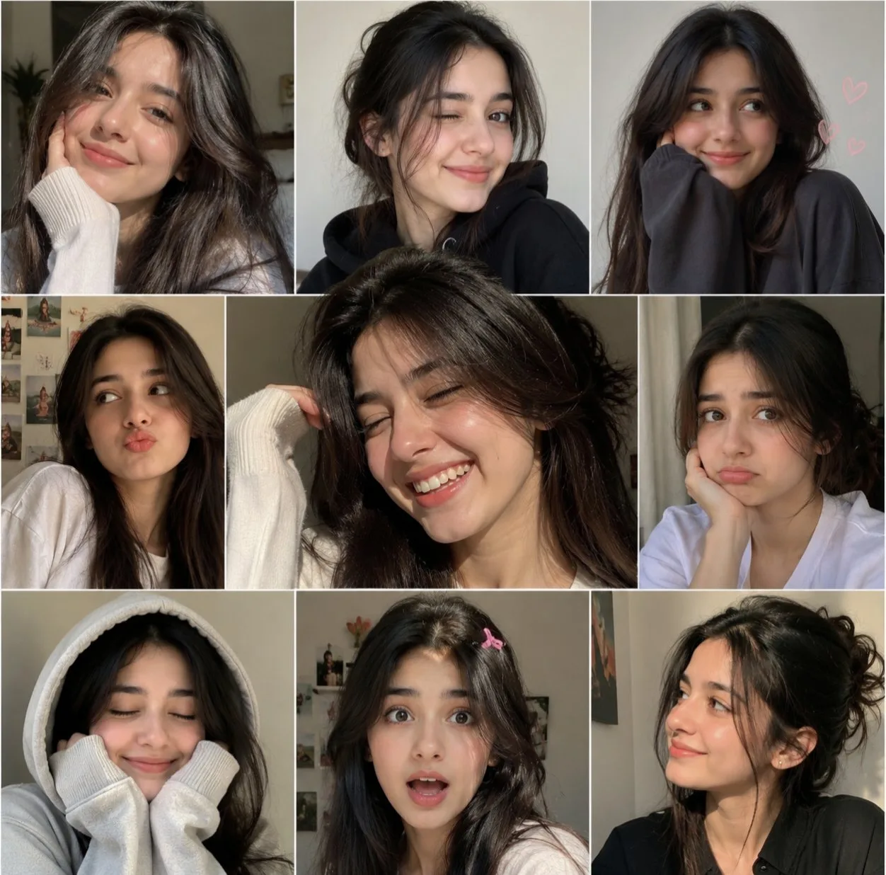 Young woman candid expressions photo collage — After