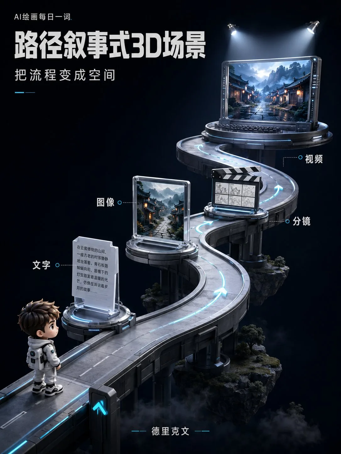 3d path narrative visual poster design — Sonra
