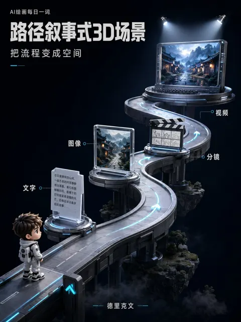 3d path narrative visual poster design