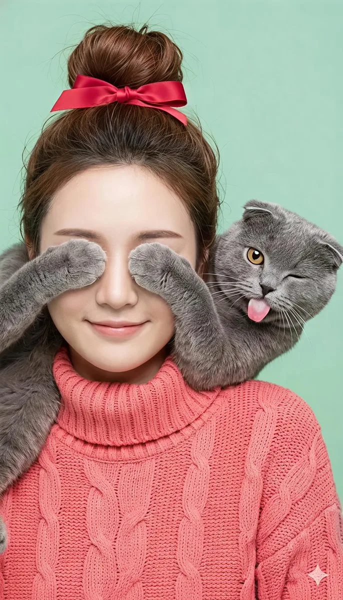 Cute cat peekaboo healing portrait — After