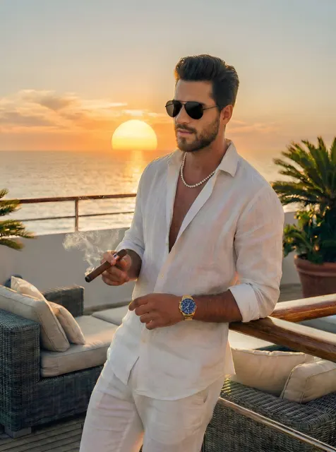 Golden hour yacht gentleman