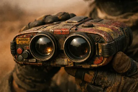 Dune aesthetic weathered sci fi binoculars