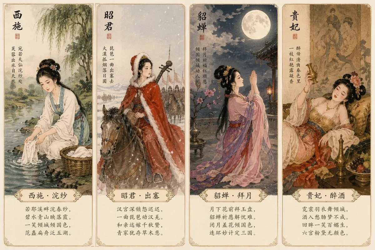 Four beauties classical postcards — Sonra