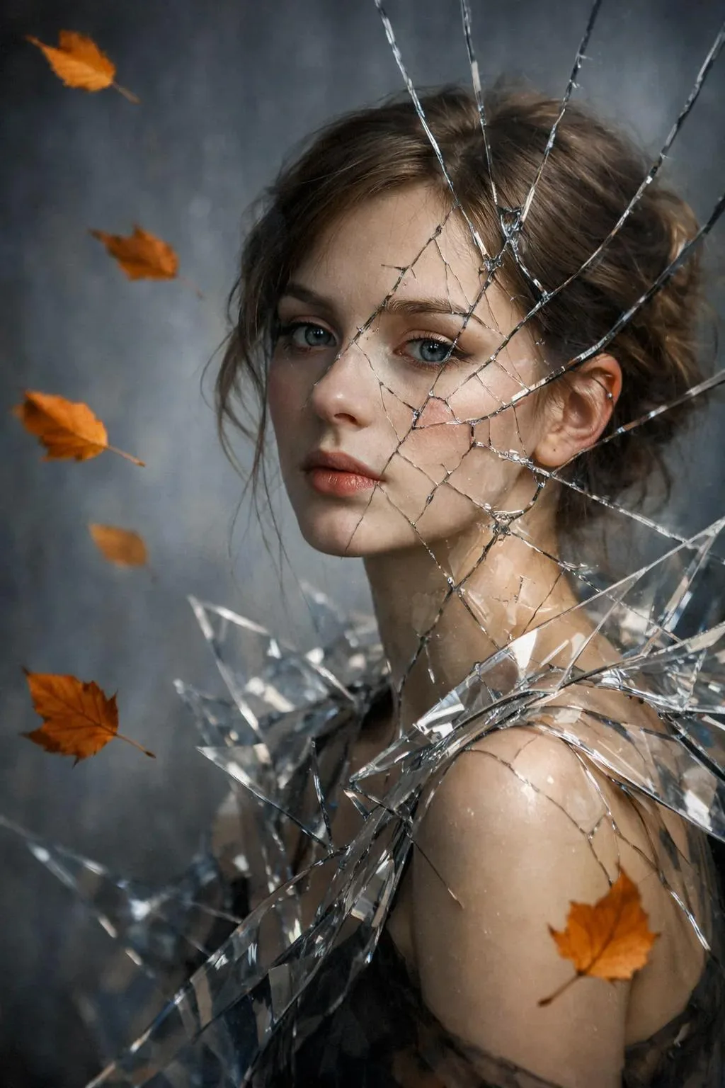 Surreal cracked mirror portrait — Sonra