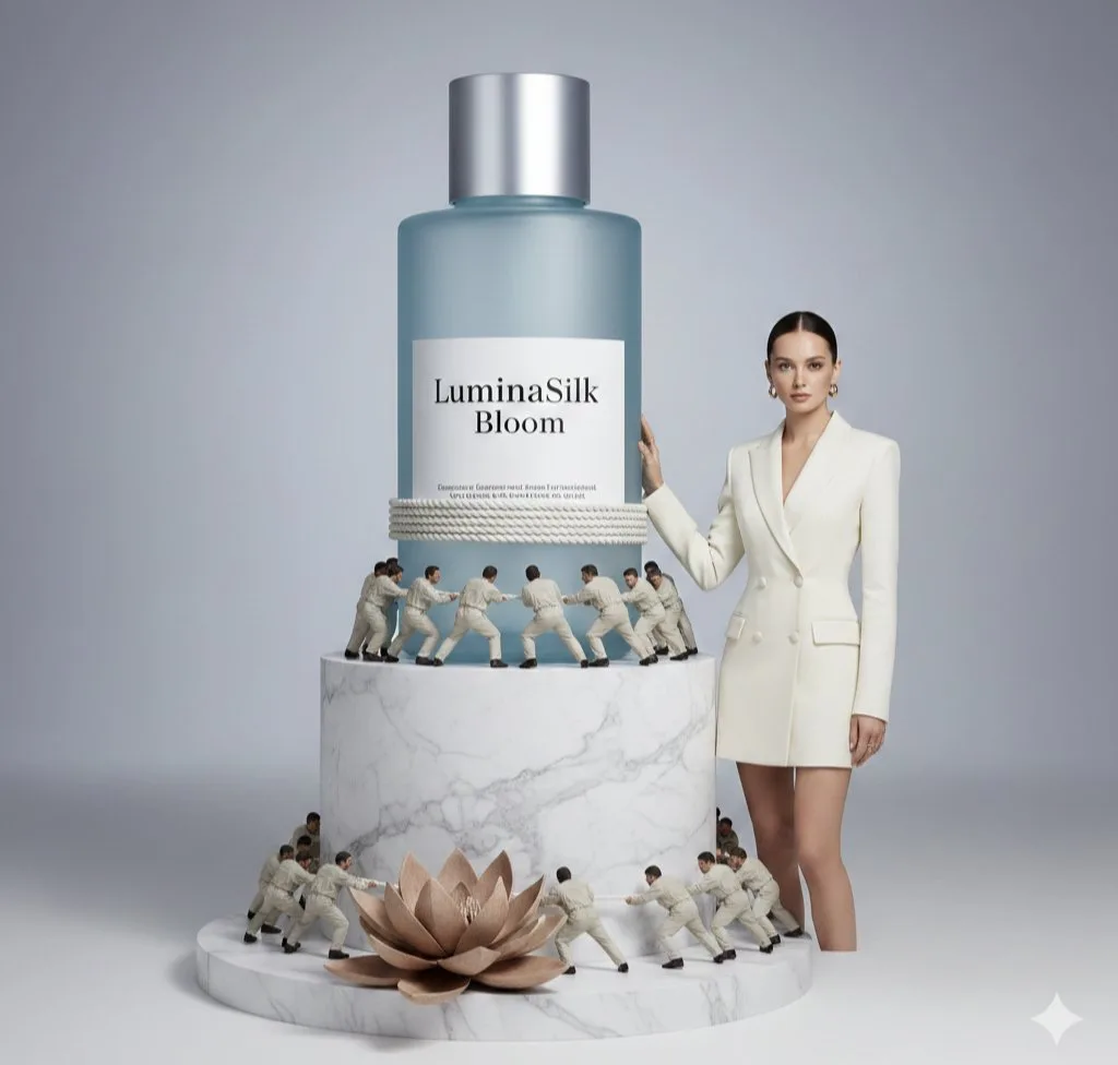 Surreal perfume miniature workers — After