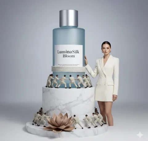 Surreal perfume miniature workers