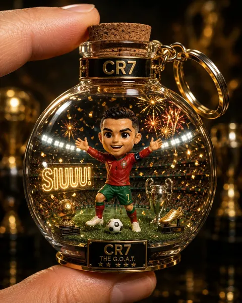 Luxury football player glass bottle keychain prompt