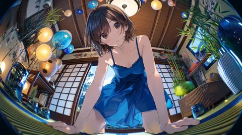 Anime girl low angle dance