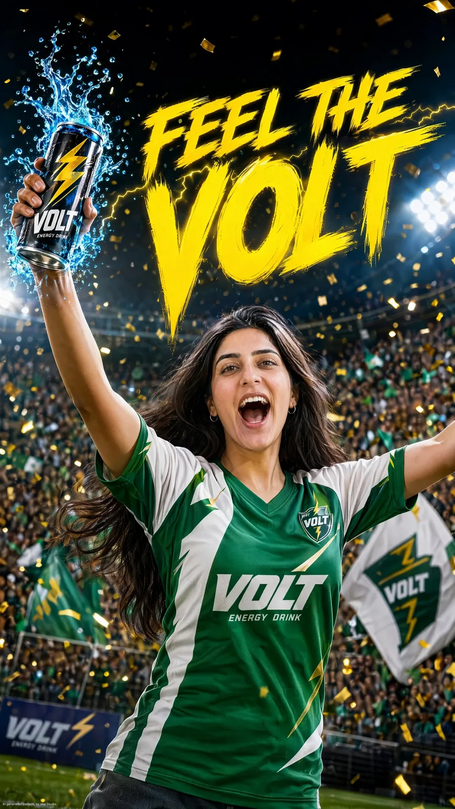 Volt energy drink commercial goal celebration — Sonra