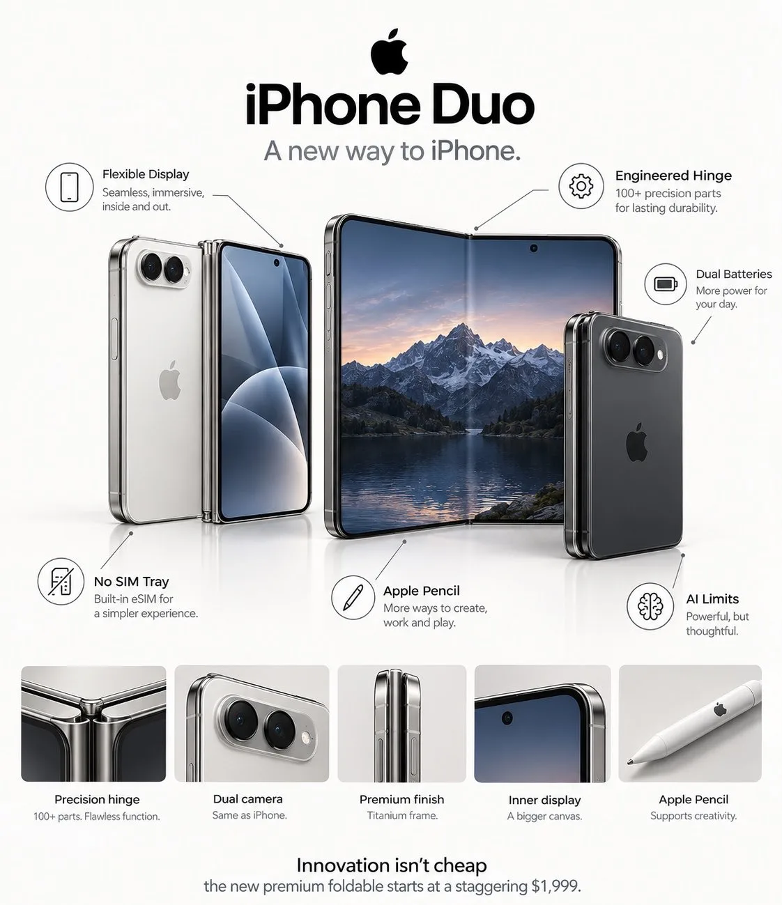 Apple foldable iphone duo concept poster — After