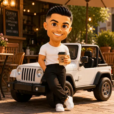 Cute 3d chibi character mini jeep