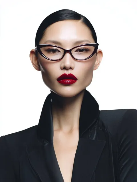 High fashion asian model eyeglasses portrait