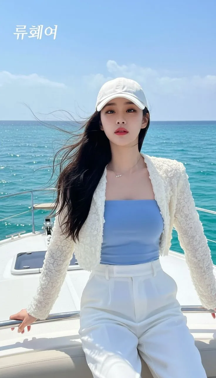 Luxury yacht east asian woman portrait — After